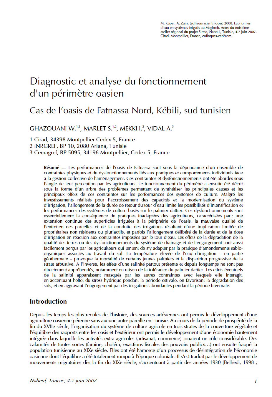  Diagnostic  et analyse  du  fonctionnement d un p rim tre 